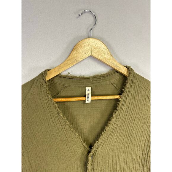 Igenjun Woman's Green Peasant Botton Down Top - Size‎ Small Bobo Casual - Picture 7 of 12